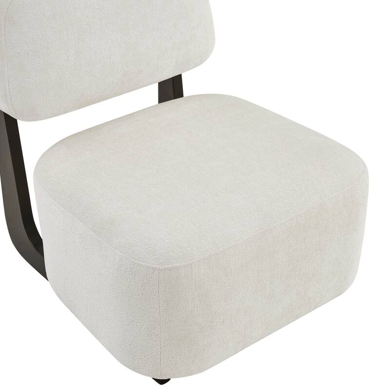 Chenille Upholstered Accent Chair, Lounge Reading Chair with Rectangular Backrest, Single Sofa Chair with Solid Wood Frame
