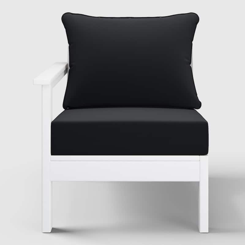 Birchwood All Weather HDPE Outdoor Patio Deep Seating White Left Arm Facing Chair With Cushions (1-Piece)
