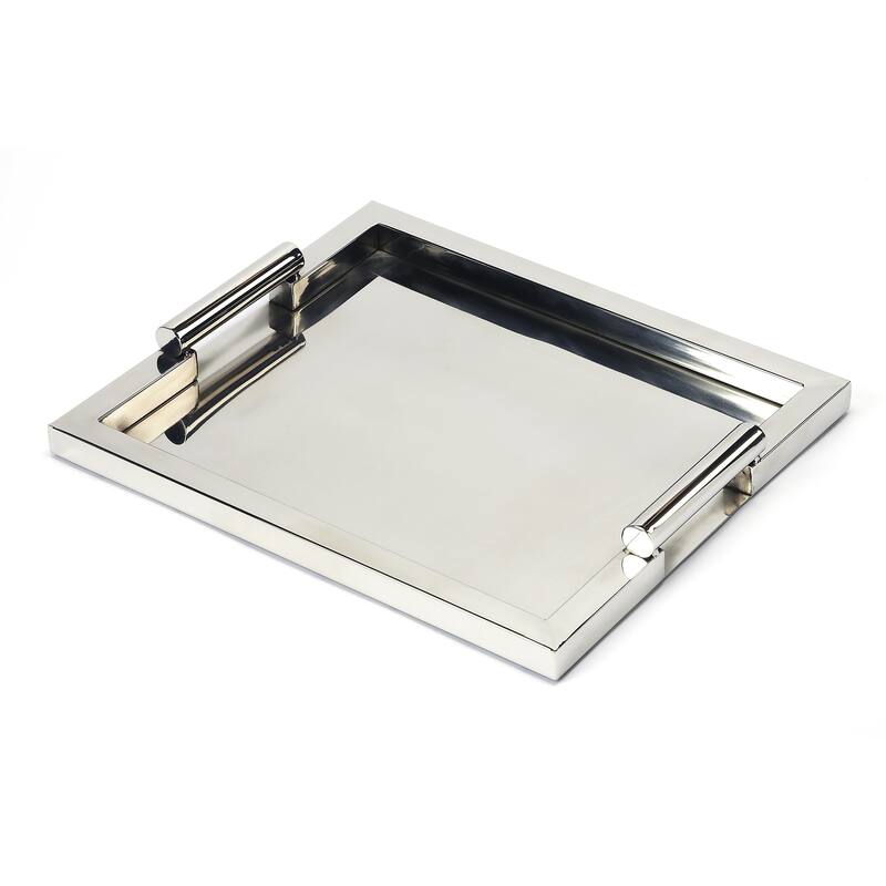 Morante 17.5 in. W Rectangular Stainless Steel Serving Tray with Handles
