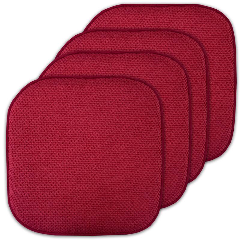 16-in. Square Non-slip Memory Foam Seat Cushions (2 OR 4) - 16 X 16 - Set of 4 - Red