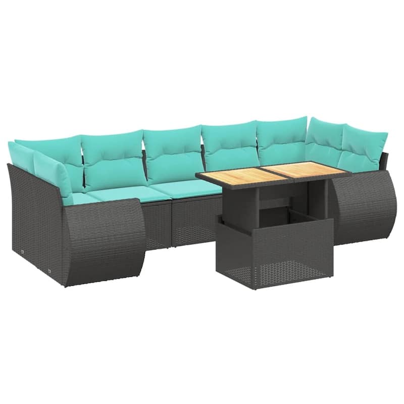 vidaXL Patio Sofa Set with Cushions Outdoor Furniture 8 Piece Poly Rattan - 24.4 x 24.4 x 27.2