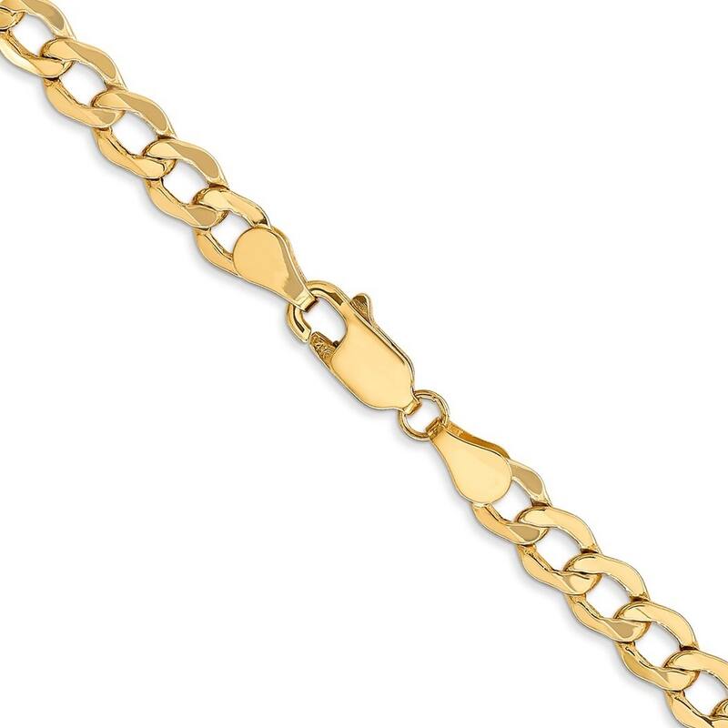 Curata 10k Semi Solid Lobster Claw Closure 5.25mm Semi solid Curb Link Chain Bracelet