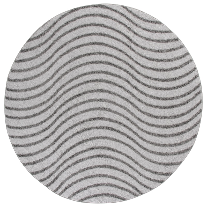 SAFAVIEH Wave Lidewij Modern Rug - 6'7" Round - Grey/Dark Grey