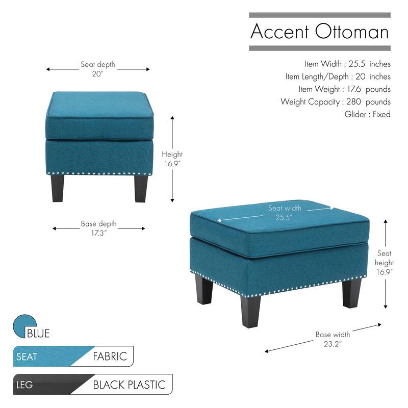 Porthos Home Yule Fabric Accent Ottoman Footstool