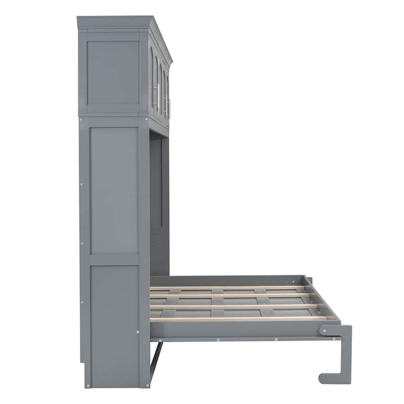 Queen Size Murphy Bed Wall Bed with Top Cabinets