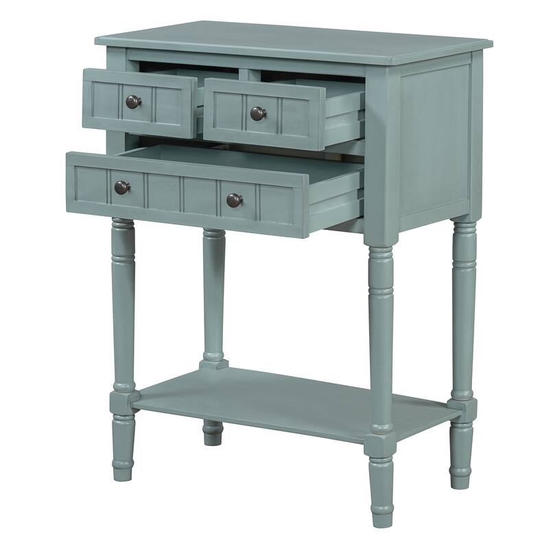 23.7" Classic Console Table with Three Storage Drawers and Bottom Shelf