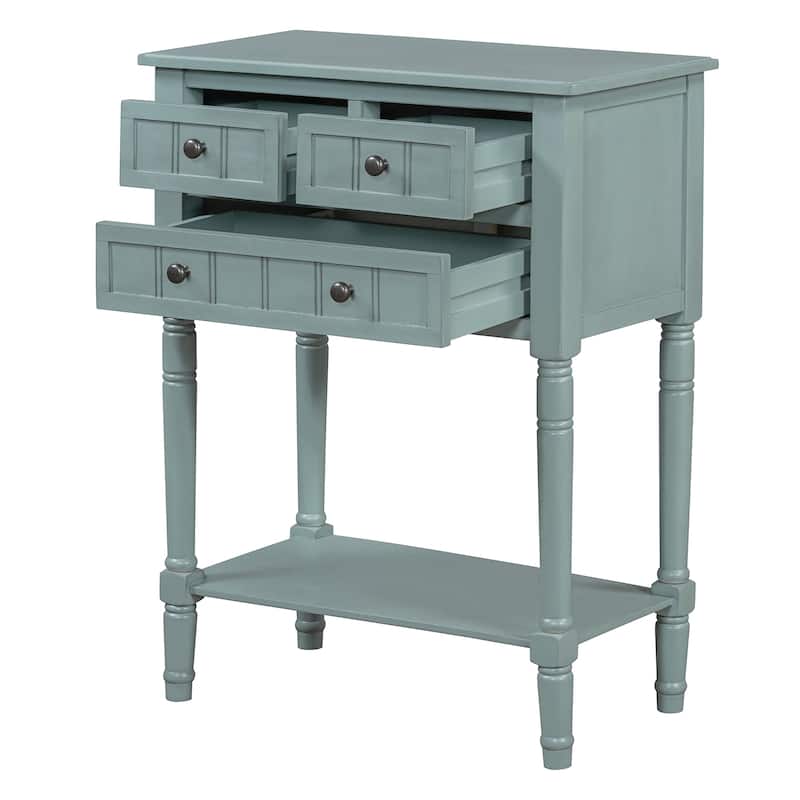 23.7" Narrow Entryway Table with 3 Drawers and Open Bottom Shelf, Slim Console Table for Living Room, Foyer, Hallway, Entryway