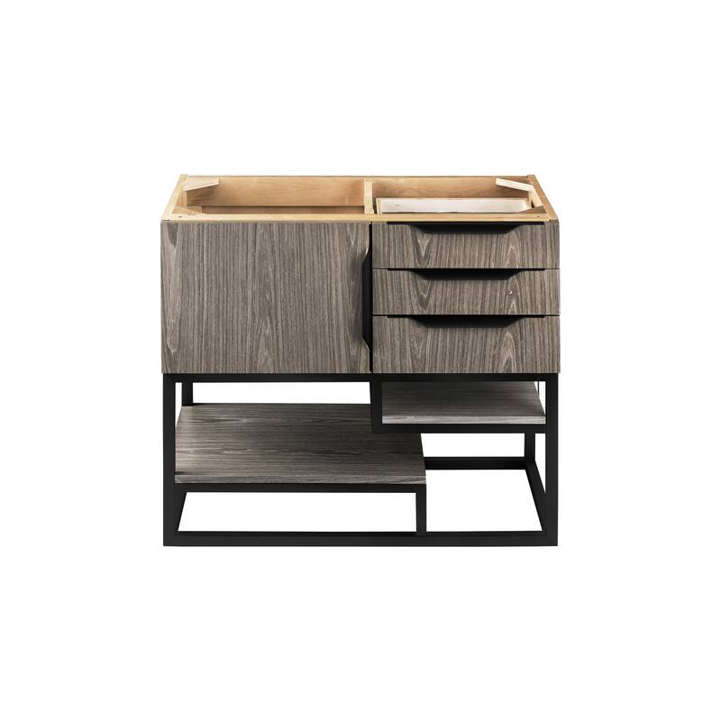 James Martin Vanities Columbia 36" Single Vanity, Ash Gray with Matte Black Hardware - Cabinet Only - No Countertop