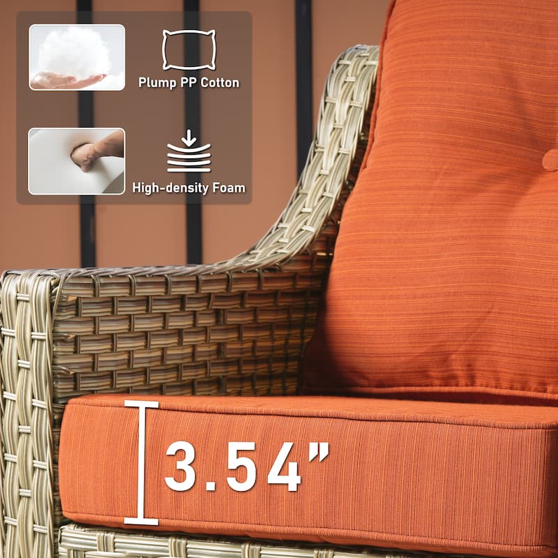 HOOOWOOO 5-piece Rattan Wicker Outdoor Conversation Set with Swivel Chair and Coffee Table