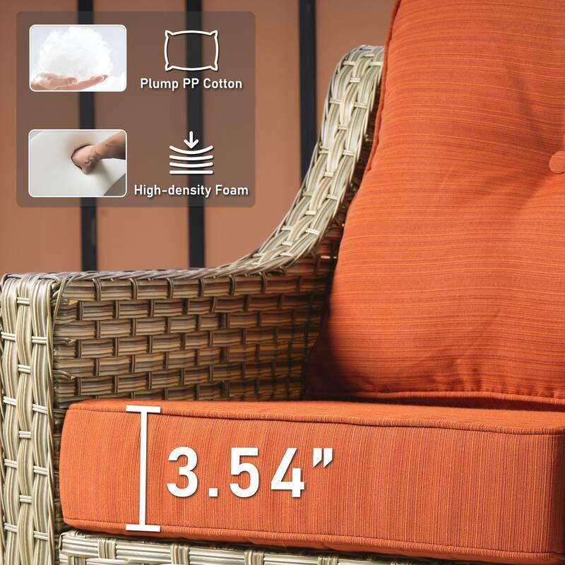 HOOOWOOO 8-piece Patio Wicker Chat Set Outdoor Conversation Sofa Set with Fire Pit