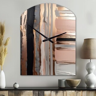 Rose gold And Pink Forms In Contemporary I - Abstract Large Wall Clock ...