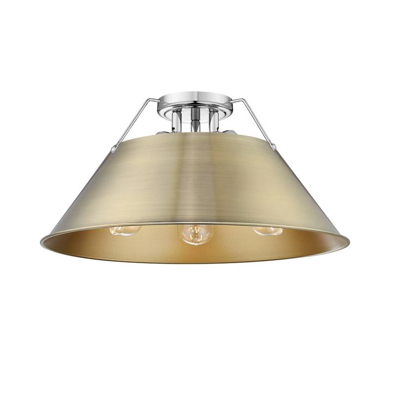 Orwell 3-Light Flush Mount in Chrome with Aged Brass - Silver