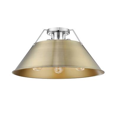 Orwell 3-Light Flush Mount in Chrome with Aged Brass - Silver
