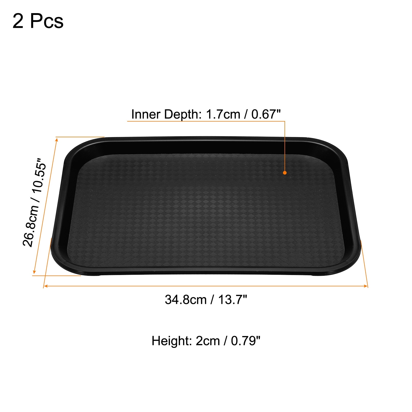 Plastic Tray - Black Rectangular Serving Tray