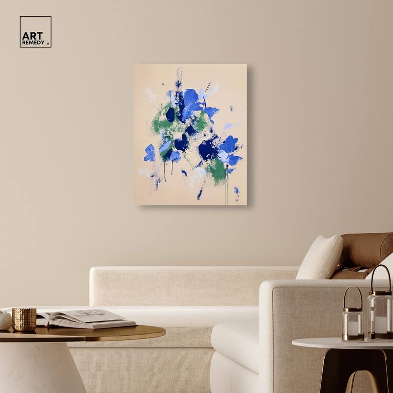 Sapphire Scrawl Canvas by Art Remedy, Gallery Wrapped