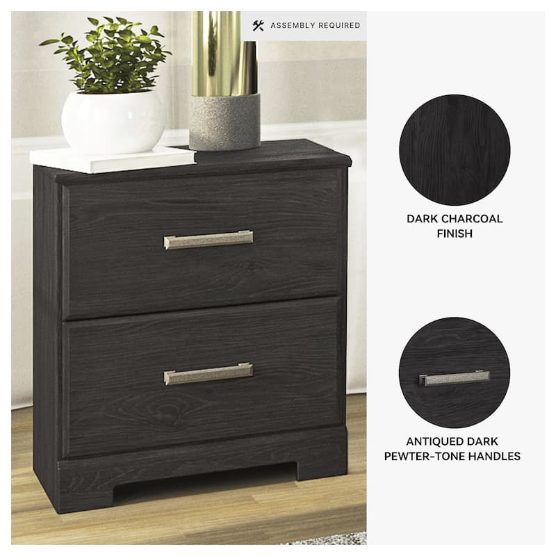 Belachime Black Two Drawer Nightstand