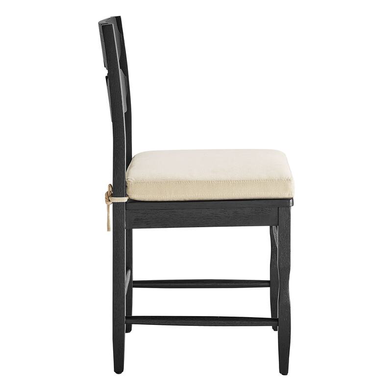 Jax Oak Wood Dining Chair With Wavy Razor Back and Cushion