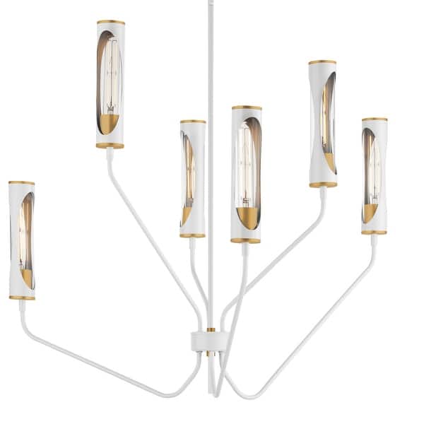 slide 2 of 7, Maxim 16176 Regent 6 Light 36" Wide LED Abstract Chandelier Light French Gray / Natural Aged Brass