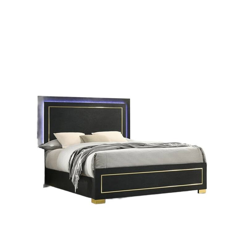 1pc Queen Size Bed With LED Bedroom Furniture(Only Bed)