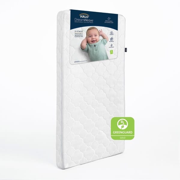 slide 2 of 8, HALO Dreamweave Breathable Crib & Toddler Mattress White - Polyester