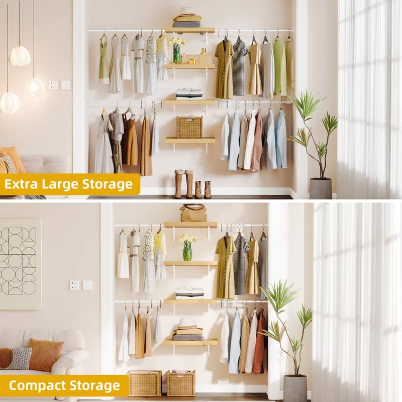 Moasis 70.8" - 102.4" W Heavy Duty Closet Organizers with 4-Tier Storage and 10 Hooks