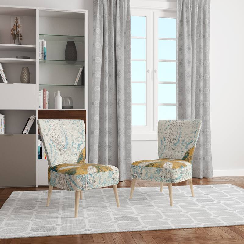 Designart "Coastal Pastel Seashells II" Upholstered VIntage Nautical Accent Chair - Arm Chair