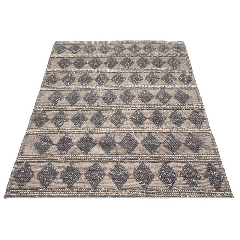 ECARPETGALLERY Braid weave Sienna Grey Wool Rug - 6'0 x 9'0