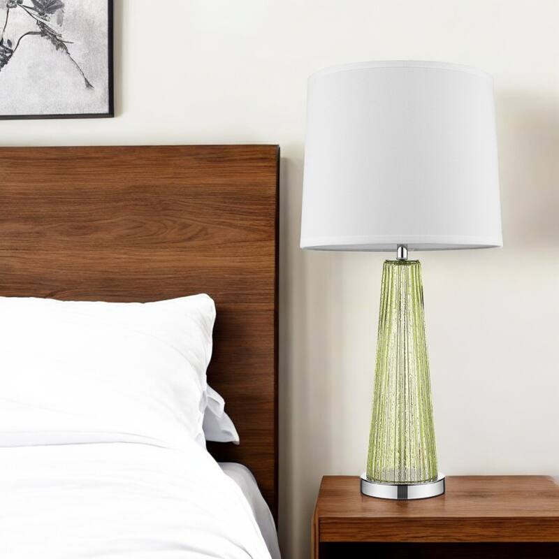 29-Inch Glass Buffet Lamp with Empire Fabric Shade for Living Room