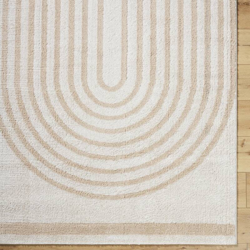 Livabliss Scandinavian Fossay Shag Stripe Washable Area Rug