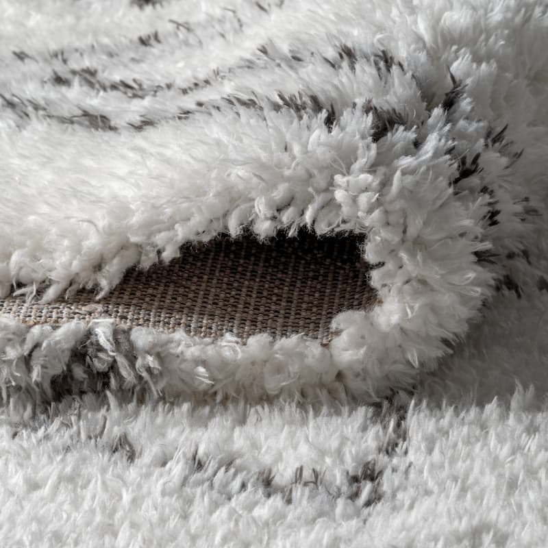 Aydin Moroccan Style Diamond Shag Ivory/Dark Gray 2 ft. x 8 ft. Runner Rug - 2 X 8