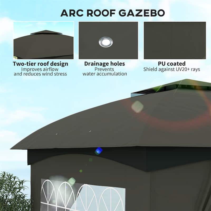 10x10 ft Color-Block Canopy Gazebo with Arched Top Drainage Holes and Translucent Windows - 131.9" L x 131.9" W x 112.2" H