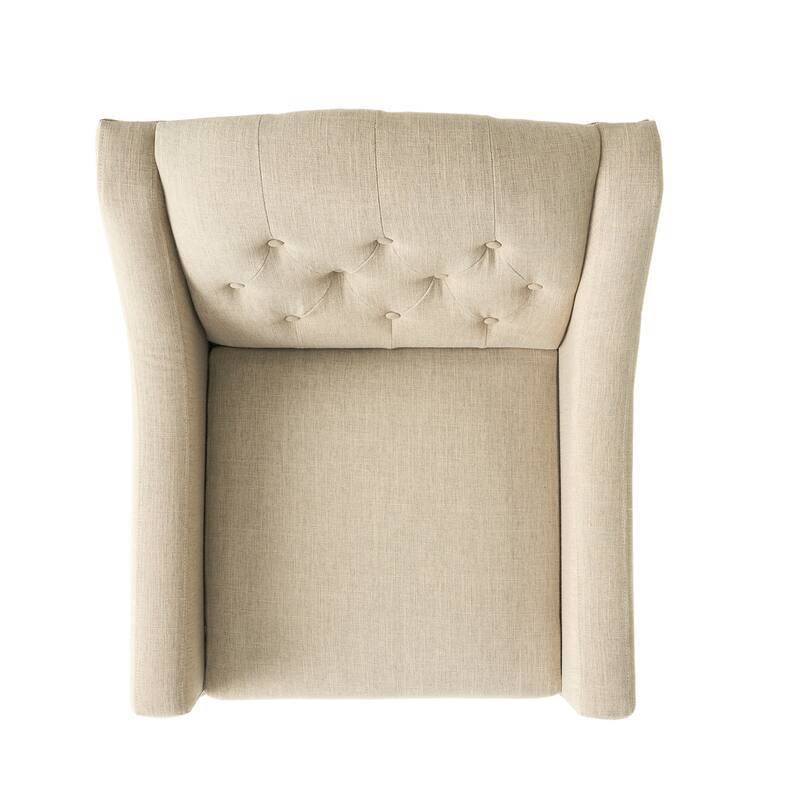 Modern 29.6" Upholstered Button Tufted Arm Chair with Ottoman Set for Living Room