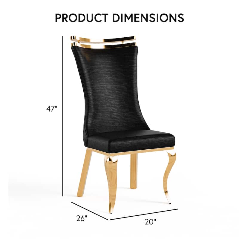 Furniture of America Thaddeus Glam Stainless Steel Upholstered Dining Side Chair (Set of 2)