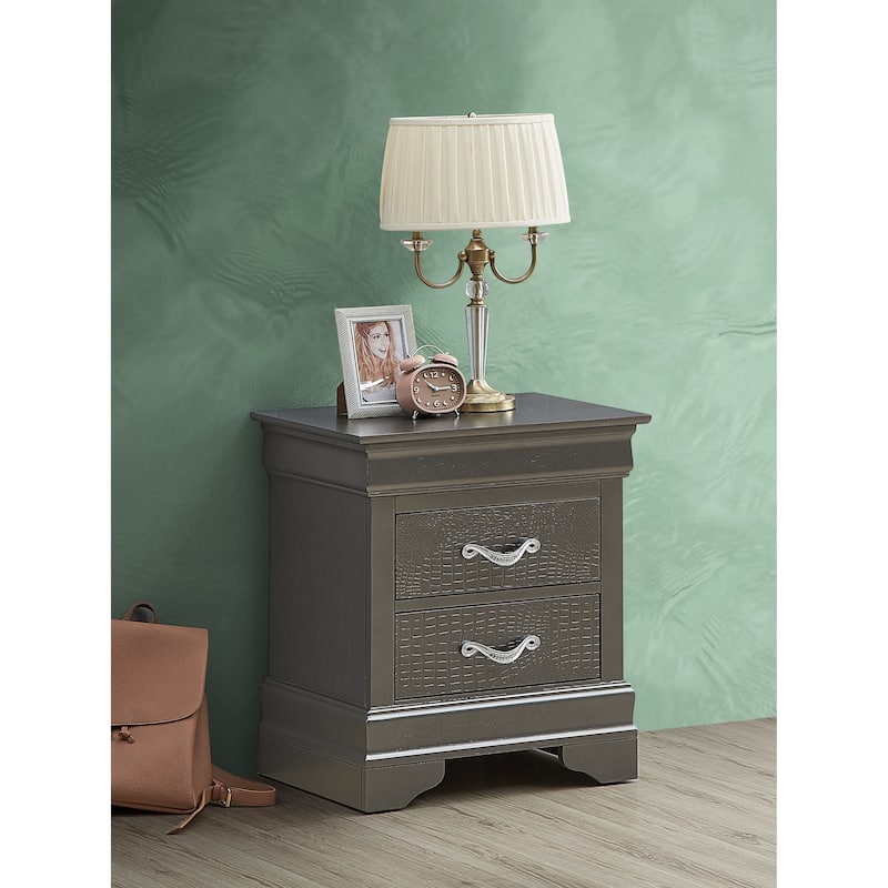 Lorana 2-drawer Wooden Nightstand - Charcoal