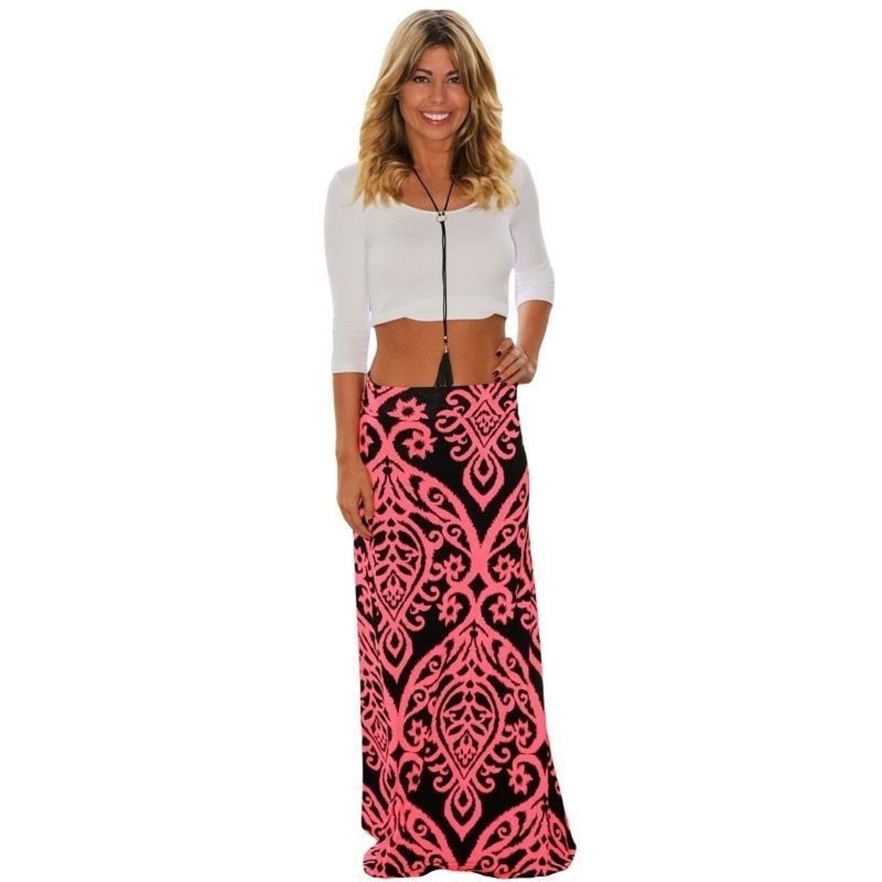Shop Adogirl Coral Tendril Printed Maxi Skirt Women Fashion Summer Autumn Elegant Beach Boho Style Floor Length Long Skirts Female Overstock 27107636