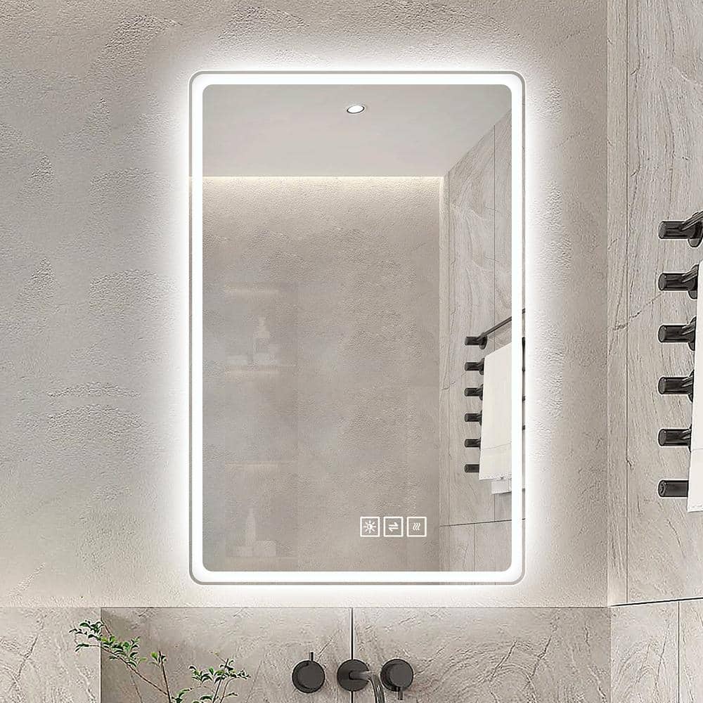 48x32 Inch LED Bathroom Mirror with Anti-Fog, 3 Colors, and 5-Level Dimming - Clear