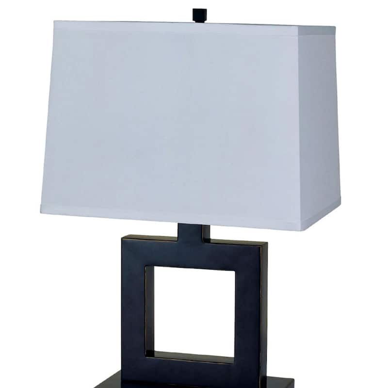 22" Tall Metal Table Lamp w/ Dark Bronze finish, Square design, White Shade
