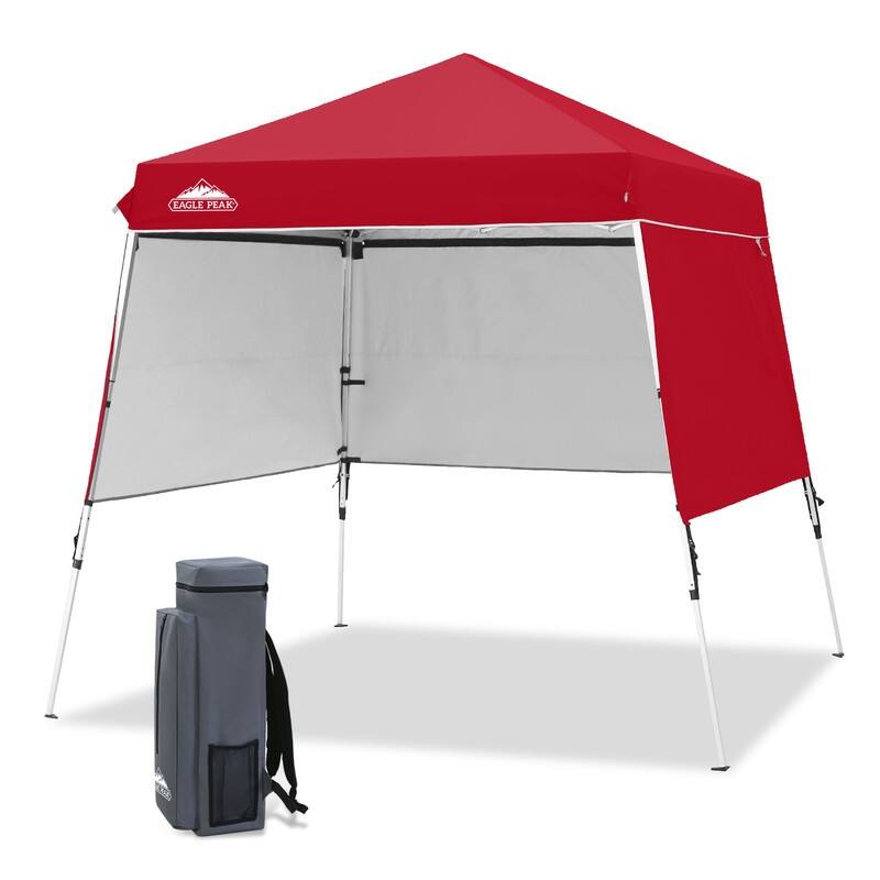 EAGLE PEAK Day Tripper 8x8 Aluminum Super-Lightweight Slant Leg Pop Up Canopy with 3 Removable Walls, Blue