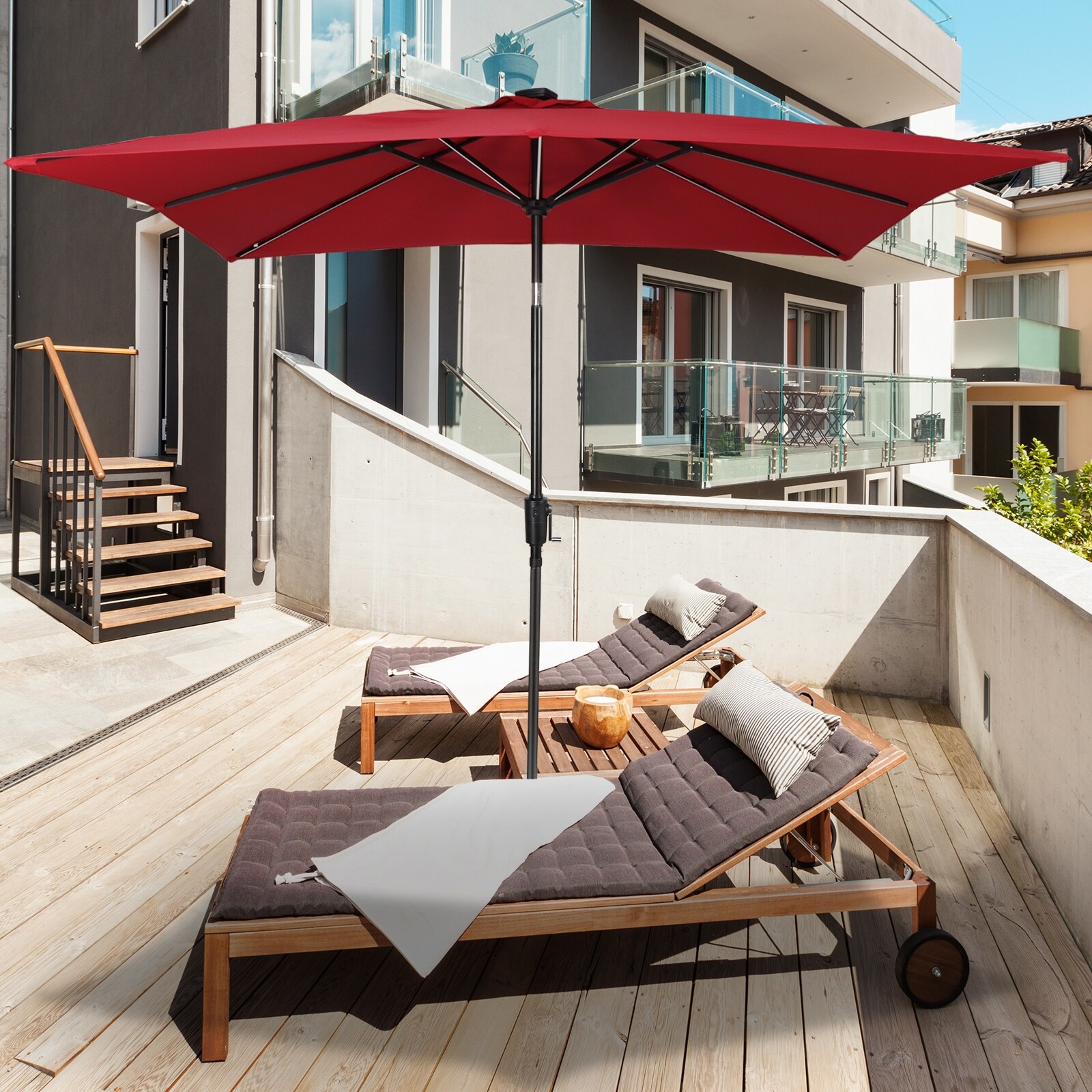 SUNBRANO 7.5 ft Rectangular Solar Powered Patio Umbrella - On Sale - Bed  Bath u0026 Beyond - 35892580