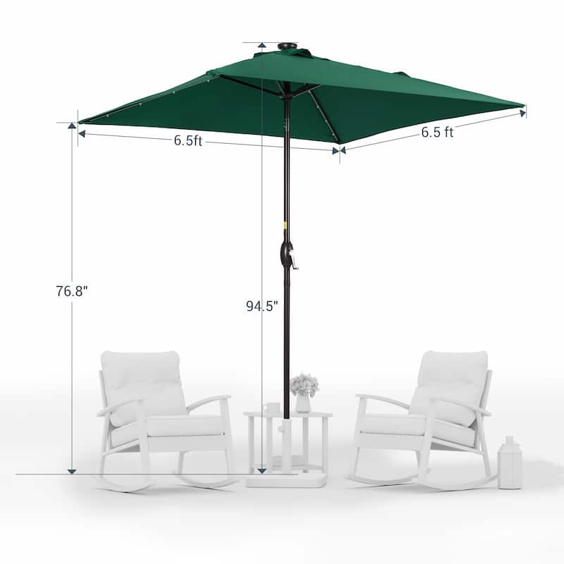 LIVOOSUN 6.5×6.5FT LED Square Patio Umbrella with UPF50+, Tilt Function, and Wind-Resistant Design——Experience Outdoor Comfort