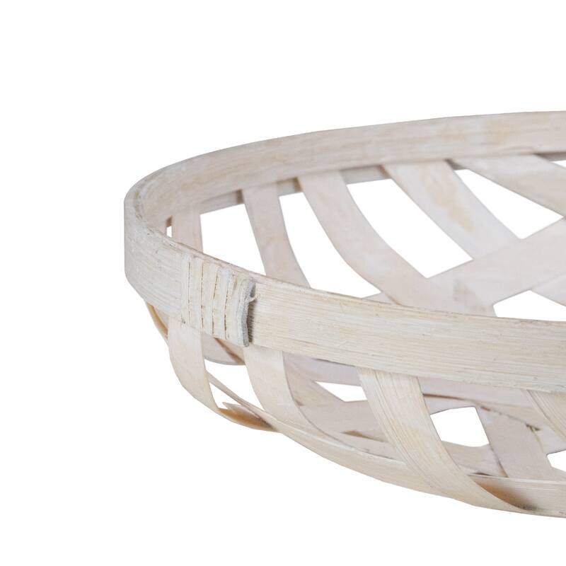 Round Lattice Tobacco Baskets - Cream White - Set of 3