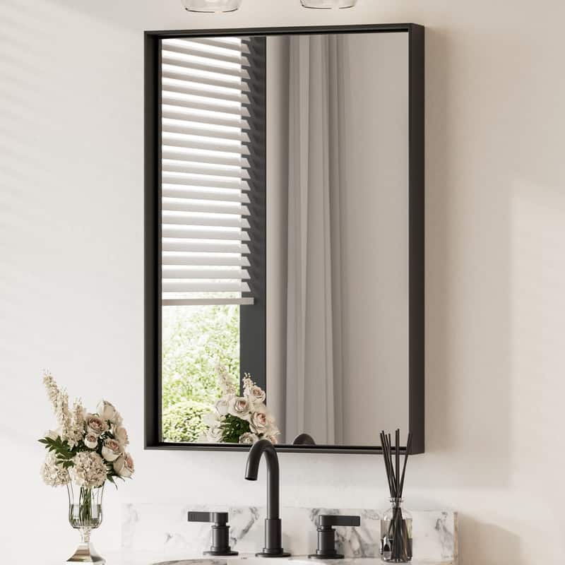 Keonjinn Aluminum Framed Wall Mount Bathroom Vanity Mirror