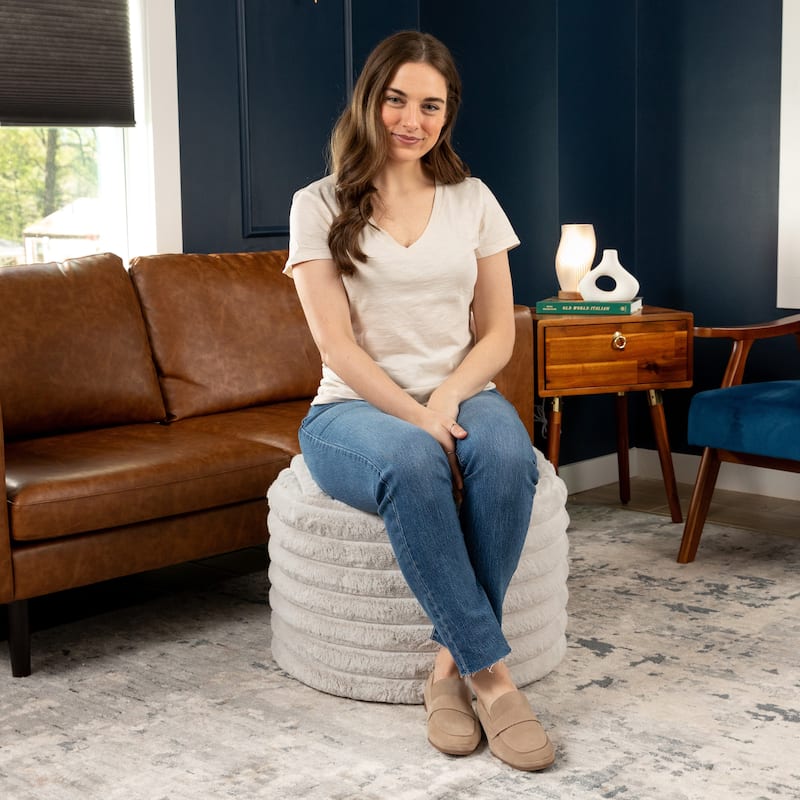 Jaxx Paran Pouf - Fluffy Faux Fur Ottoman for Modern Interior Design