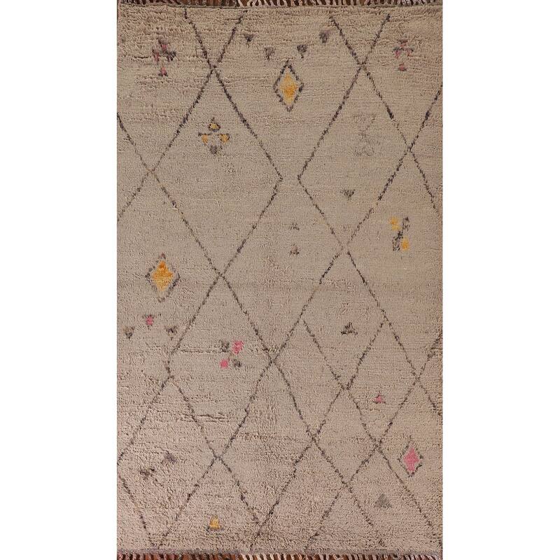Geometric / Moroccan Style Area Rug Hand-Knotted Wool Carpet - 5'9" x 9'9"