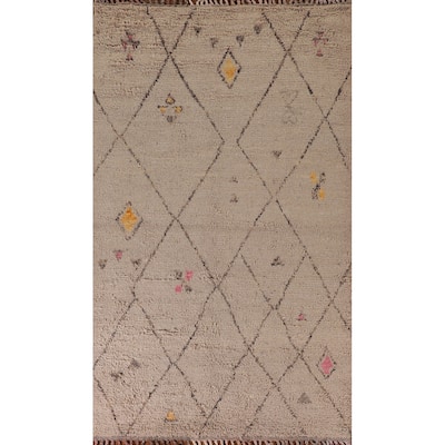 Geometric / Moroccan Style Area Rug Hand-Knotted Wool Carpet - 5'9" x 9'9"