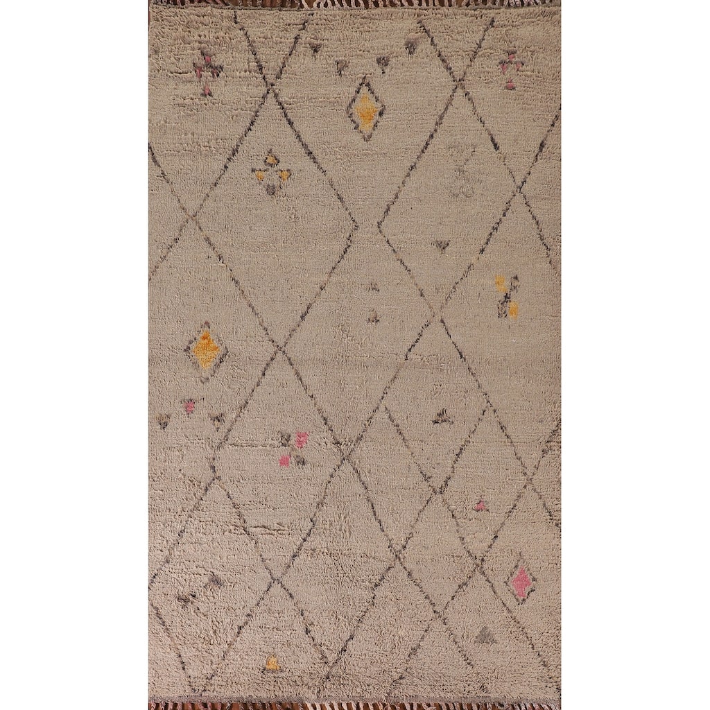 Geometric / Moroccan Style Area Rug Hand-Knotted Wool Carpet - 5'9" x 9'9"