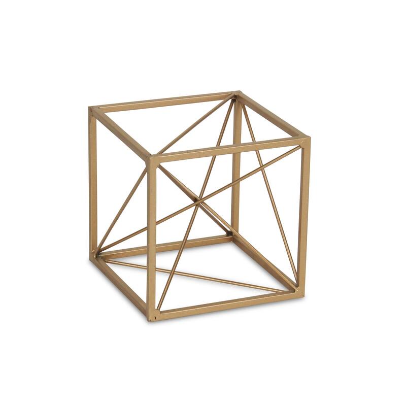 HomeRoots 6" Gold Metal Cube Sculpture - 6' X '6' X '6