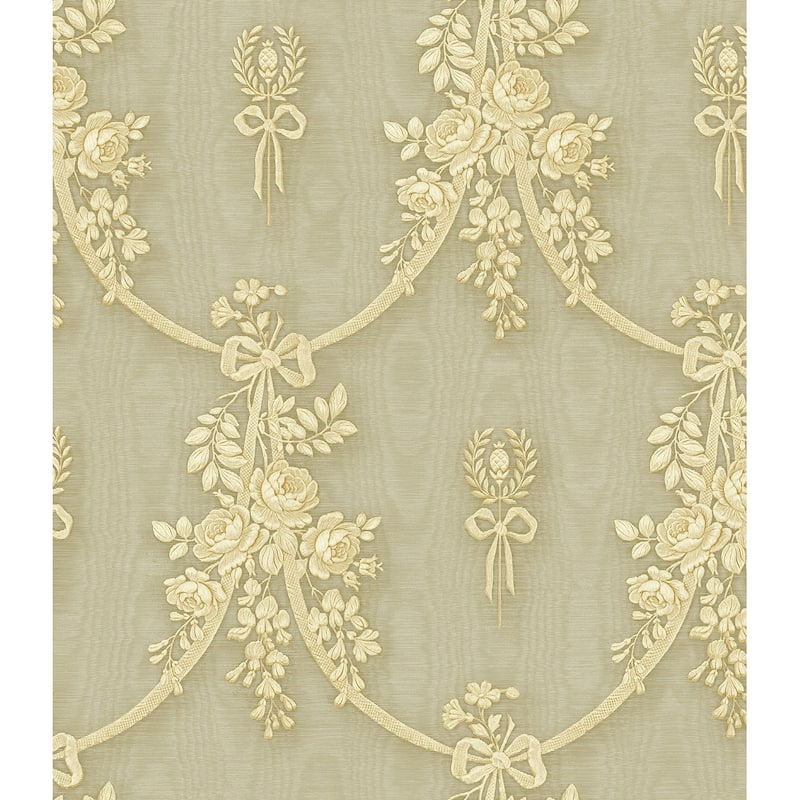 Seabrook Designs Lange Floral Wood Unpasted Wallpaper - 20.5 in. W x 33 ft. L - Metallic Hazel Wood & Honey