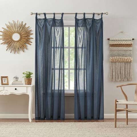 Mia Gauzy Knotted Tip Top Sheer Curtain Panel, 52"x84"