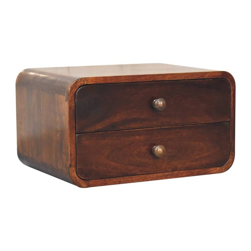 Artisan Furniture Solid Wood Curved California Walnut Wall Mounted Bedside